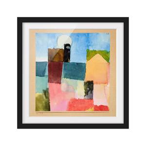 Impression d’art Lever de lune I Pin massif - Noir - 30 x 30 cm