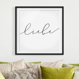 Impression d’art calligraphie Liebe I Pin massif - Noir - 50 x 50 cm