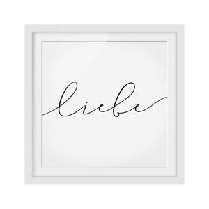 Afbeelding Liebe Kalligraphie II deels massief grenenhout - wit - 30 x 30 cm