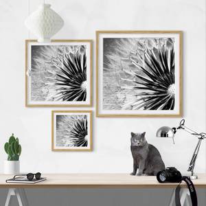 Afbeelding Paardenbloem Zwart & Wit IV deels massief eikenhout- eikenhout - 30 x 30 cm