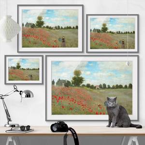 Impression d’art coquelicots III Partiellement en pin massif - Gris - 40 x 30 cm