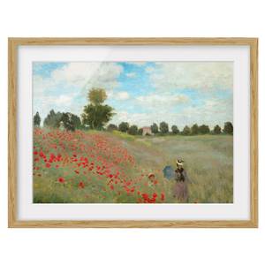 Impression d’art coquelicots IV Partiellement en chêne massif - Chêne - 40 x 30 cm