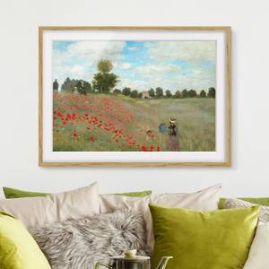 Impression d’art coquelicots IV Partiellement en chêne massif - Chêne - 40 x 30 cm