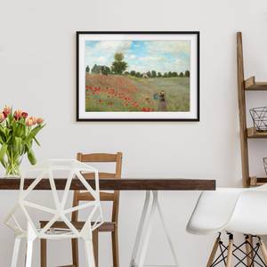 Impression d’art coquelicots I Pin massif - Noir - 100 x 70 cm