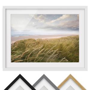 Impression d’art rêve de dunes II Partiellement en pin massif - Blanc - 55 x 40 cm