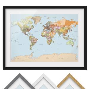 Bild Politische Weltkarte I Kiefer teilmassiv - Schwarz - 55 x 40 cm