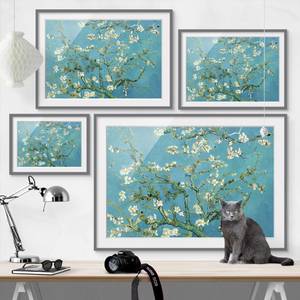 Impression d’art fleurs d’amandier VII Partiellement en pin massif - Gris - 40 x 30 cm