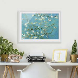 Impression d’art fleurs d’amandier VI Partiellement en pin massif - Blanc - 70 x 50 cm