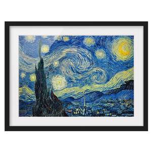 Impression d’art la nuit étoilée I Pin massif - Noir - 40 x 30 cm