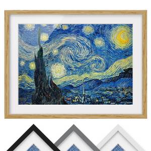 Impression d’art la nuit étoilée IV Partiellement en chêne massif - Chêne - 55 x 40 cm