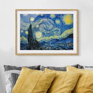 Impression d’art la nuit étoilée IV Partiellement en chêne massif - Chêne - 55 x 40 cm