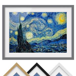 Impression d’art la nuit étoilée III Partiellement en pin massif - Gris - 100 x 70 cm