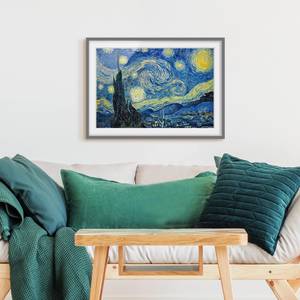 Impression d’art la nuit étoilée III Partiellement en pin massif - Gris - 100 x 70 cm
