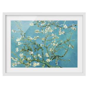 Impression d’art fleurs d’amandier VI Partiellement en pin massif - Blanc - 100 x 70 cm