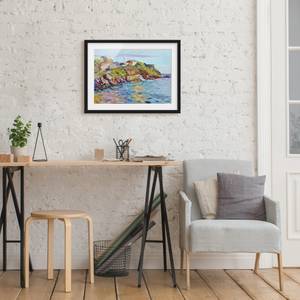 Impression d’art la baie de Rapallo I Pin massif - Noir - 40 x 30 cm