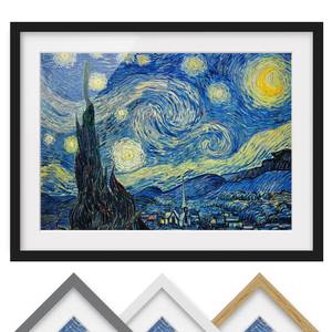 Impression d’art la nuit étoilée I Pin massif - Noir - 70 x 50 cm