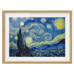 Impression d’art la nuit étoilée IV Partiellement en chêne massif - Chêne - 100 x 70 cm