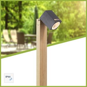 Borne éclairage extérieur Galeni II Aluminium /Bois massif - 1 ampoule