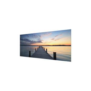 Quadro di vetro Pontile al tramonto Blu - 80 x 30 x 0,4 cm - 80 x 30 cm