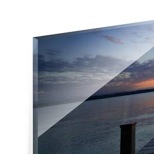 Quadro di vetro Pontile al tramonto Blu - 125 x 50 x 0,4 cm - 125 x 50 cm