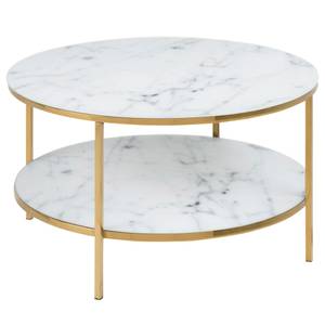 Table basse Katori IV Verre / Métal - Imitation marbre blanc - Doré