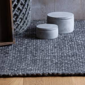 Tapis en laine My Eskil Laine / Viscose - 140 x 200 cm - Anthracite - Anthracite - 140 x 200 cm