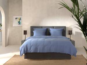 Parure de lit en coton renforcé Bamboo Bambou / Satin - Bleu - Bleu - 220 x 200 cm