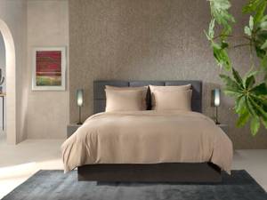 Parure de lit en coton renforcé Bamboo Bambou / Satin - Sable - Sable - 220 x 240 cm