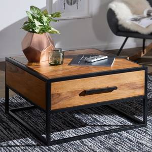 Table basse Kienitz Sheesham massif / Fer - Marron foncé / Noir