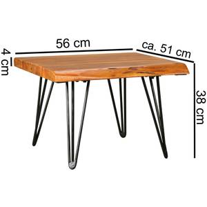 Table basse Hausen Sheesham massif / Fer - Marron foncé / Noir