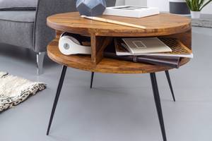 Table basse Blumberg Sheesham massif / Acier inoxydable - Marron / Noir