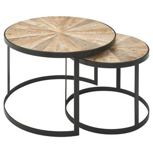 Tables basses Penkow - Lot de 2 Manguier massif / Fer - Marron clair / Noir