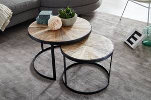 Tables basses Penkow - Lot de 2 Manguier massif / Fer - Marron clair / Noir