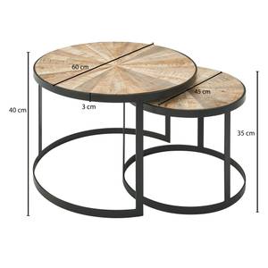 Tables basses Penkow - Lot de 2 Manguier massif / Fer - Marron clair / Noir