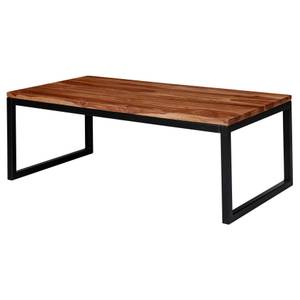 Table basse Lindow Sheesham massif / Acier inoxydable - Marron foncé / Noir