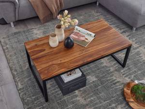 Table basse Lindow Sheesham massif / Acier inoxydable - Marron foncé / Noir