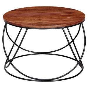 Table basse Ziethen Sheesham massif / Acier inoxydable - Marron foncé / Noir