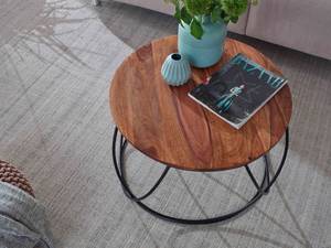 Table basse Ziethen Sheesham massif / Acier inoxydable - Marron foncé / Noir