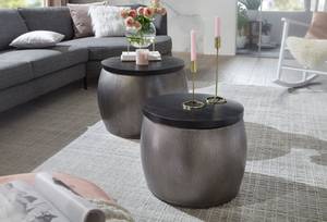 Couchtisch Neukrug 2er-Set Mangoholz Massiv / Eisen - Schwarz / Silber