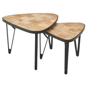 Set di 2 tavolini da salotto Malchow Legno di mango massello / Ferro - Marrone chiaro / Nero