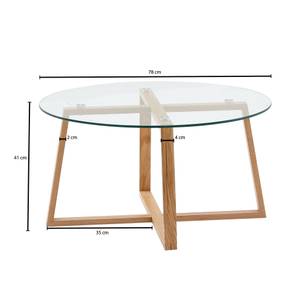 Tavolino da salotto Zietlitz Vetro temprato / Rovere massello - Marrone chiaro - 78 x 41 cm