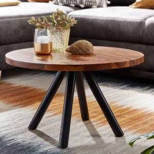 Table basse Jahmen Sheesham massif / Acier inoxydable - Marron foncé / Noir