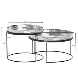 Set di 2 tavolini da salotto Seedorf Alluminio / Acciaio - Argento / Nero - Argento / Nero