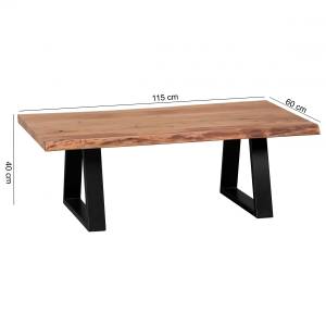 Tavolino da salotto Albstadt Acacia massello / Ferro - Marrone / Nero