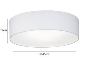 LED Deckenleuchte dimmbar rund Weiß Weiß - Kunststoff - Textil - 45 x 12 x 45 cm