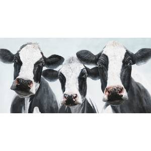Peinture sur toile vaches Noir - Textile - 120 x 60 x 3 cm