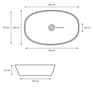 Vasque forme ovale 605x380x140 mm blanc Blanc - Céramique - Métal - 38 x 14 x 61 cm