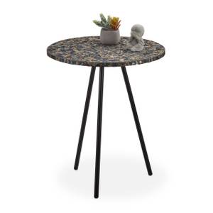 Table ronde mosaïque Noir - Bleu foncé - Doré