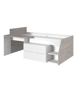 Lit Combiné avec Bureau Milky Blanc - Bois manufacturé - 203 x 90 x 134 cm