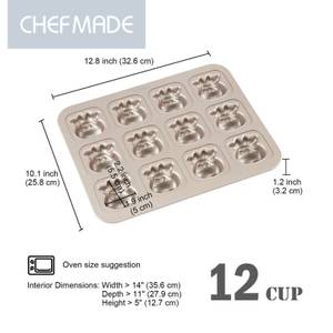 CHEFMADE 12er Motivbackform Kuh Gold - Metall - 34 x 4 x 26 cm